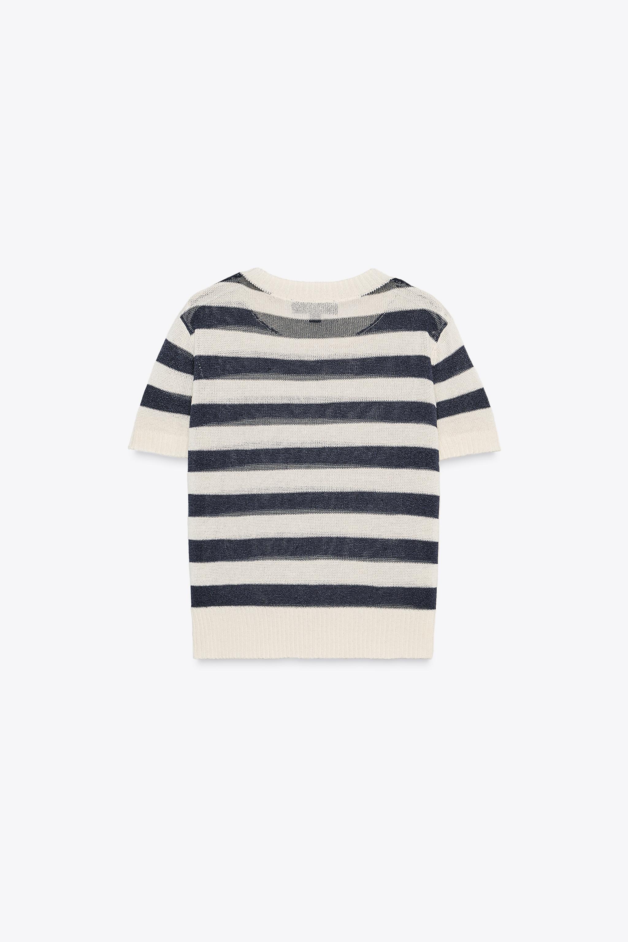 SHORT SLEEVE STRIPED KNIT JUMPER